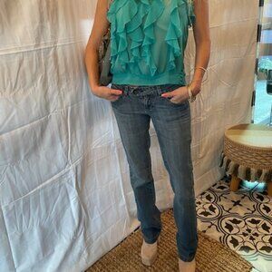 DKNY Distressed Vintage Jeans Size 26 straight leg plus free boho Blouse!!